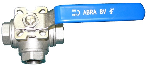 Шаровые краны трехходовые нержавеющие ABRA-BV15 DN8-80 PN40